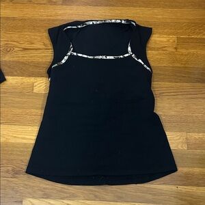 Vintage Lululemon Athletica Black Tank Top with Patterned Trim